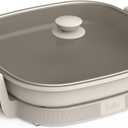 bella Make & Take XL Electric Skillet, Fits-anywhere kitchenware, EverGood Ceramic Coating, Adjustable Temperature & Dishwasher-Safe Tempered Glass Lid, Cast Aluminum Base, 1200 Watt, Oatmilk