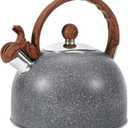 GGC 2.7QT/3L Whistling Tea Kettles for Stove Top, Stainless Steel Tea Kettle with for Boiling Water Milik or Coffee, Starry Gray Tea Pots with Wooden Anti Heat Handle