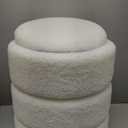 Round Ottoman with Storage Set of 2, Soft Teddy Velvet Upholstered Foot Stool Vanity Chairs, Support 330lbs Padded Seat Multifunctional Ottomans Footrest, Foot Rest for Living Room, White