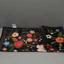 Door Mat Indoor Entrance 2x3 Rug Machine Washable Boho Floral Small Area Rug Non-Slip Low Pile Throw Rugs for Entryway, Kitchen, Front Door Indoor Entrance, Entry, Kids Room (Black)