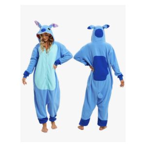 SEEKHINE Adult Cosplay Costume Animal Onesie Unisex Novelty OnePiece Pajamas Sleepwear for Men Women (US, Alpha, Small, Regular, Regular, Blue Alien Dog)