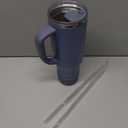 Renoj Insulated Mug 100% Spill Resistant Insulated Water Bottle for Iced Coffee & Hot Drinks - Fits Car Cup Holder, Ideal Gift, 2 Straws & Silicone Boot - FlexSlide Navy Blue 40 oz