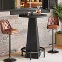 Tribesigns Bar Table, 37.4" High Round Pub Table for Small Bars, Dining Room, Kitchen, Black (Only Table)