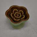 S&Q's CERAMICS Raised Slow Feeder Cat Bowl, Ceramic Elevated Cute Pet Food Bowl Small Dogs Slow Feeder, Flower Shaped Cute Cat Dish for Dry and Wet Food (Brown, 5.8")