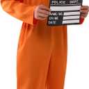 Spooktacular Creations Prisoner Costume Men, Orange Jumpsuit, Jail Inmate Accessories Set, Halloween Costumes for Men 2025 (S)