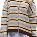 GORGLITTER Women's Button Up Striped Sweater Cardigan Lightweight Long Sleeve Crewneck Fall Trendy 2025 Knitwear Tops (M)