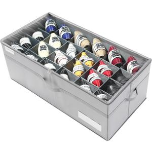 LUVHOMEE Shoe Organizer for Closet, Fits 24 Pairs, Large Shoe Box Storage Containers, Clear Foldable Shoe Storage Bins w/Bottom Support, Space Saving Closet Shoes Holder w/Reinforced Handles, Gray