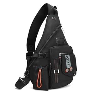 Large Sling Backpack, Sling Chest Bag Shoulder Crossbody Daypacks Fits 14.1-Inch Laptop for Travel Outdoor Men Women (Black)