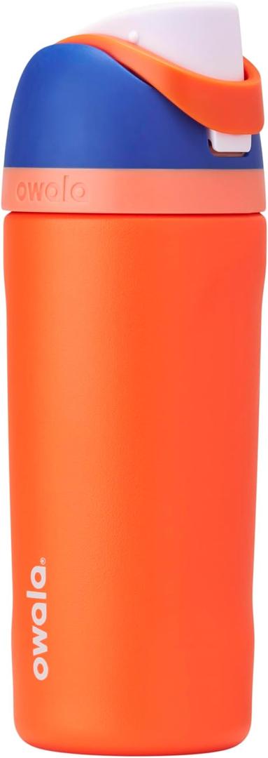 Owala Kids FreeSip Insulated Stainless Steel Water Bottle with Straw for Sports, Travel, and School BPAFree Sports Water Bottle, 16 oz, Blue Citrus