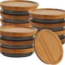 12PCS Wooden Wide Mouth Mason Jar Lids, 3.6x0.8 Inch Acacia Wooden Storage Canning Jar Lids Ball Jars, Reusable Wooden Storage Lid with Silicone Seal for Ball Mason Jar Canning Jars