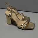 Women's Block High Heels Square Toe Heeled Sandals Ankle Strap Shoes, 6