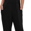 Women's Casual Loose Sleeveless Jumpsuits Harem Long Pants Romper Overalls with Pockets 2025 Summer Trendy Outfits (XX-Large, Black)
