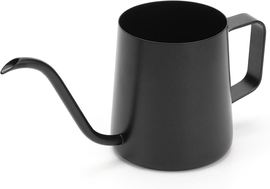 350ml Small Watering Can for Indoor Plants, 12oz Mini Plant Watering Pot with Long Spout and Handle, Black Tiny Stainless Steel Watering-Can for Outdoor Indoor Plants Flower Garden