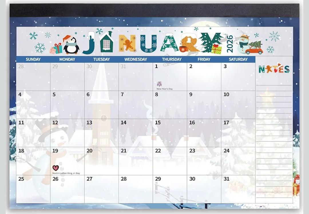 2026 Desk Calendar Wall Calendars, Large 17" x 12", November 2025 - December 2026 Monthly Planner Desktop, 14 Months Planning Organizing for Home, School, Office, Holiday, Background Doodle Letter 3 Pack