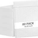 6x10 Inch White Bubble Mailers 80 Pack Self-Seal Poly Padded Envelopes Suitable for Small Businesses to Package and Mail Jewelry Cosmetics, Electronic Products, Cards (White, 6x10-80)