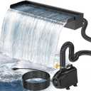 POPOSOAP 24 Inch Pond Waterfall Spillway with 1200GPH Pump, 304 Stainless Steel Pond Waterfall Kit with 9.8FT Corrugated Tube, Pond Waterfall Box for Outdoor Pond Waterfall System Garden Decor-P46