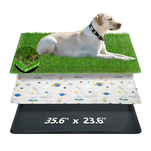 Reusable Dog Loo System with Artificial Grass Turf&Pee Pads&Tray, for Puppy Potty Training is Portable&Easy to Clean,35x23in Large Dog Litter Box Toilet for Indoor/Outdoor use(35.6''x23.6'')