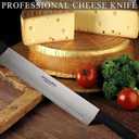 15 Inch Double Handle Cheese Knife for Charcuterie, High Carbon Stainless Steel Blade With 5" Black Plastic Handles Use for Cheese, Cakes, Vegetables, Soaps