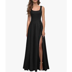 MUSHARE Women's Square Neck Sexy Split Cocktail Party Maxi Long Formal Dress XL