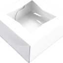 SCT White Window Bakery Boxes with Attached Flip Top, 4-Corner Beers Design, 6 x 6 x 3, White, Paper, 200/Carton