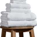 BIOWEAVES 100% Organic Cotton 700 GSM Plush 6-Piece Towel Set GOTS Certified, 2 Bath Towels, 2 Hand Towels & 2 Washcloths - White