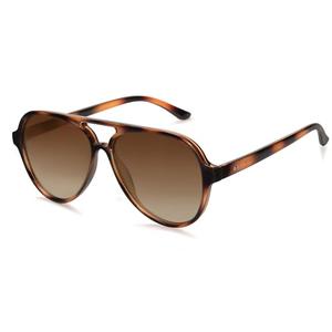Classic Polarized Aviator Sunglasses for Women Men, Retro Trendy Aviators Shades SJ2201, Brown Tortoise/Brown