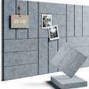 Felt Bulletin Board Tiles -28"x18" Cork Board Alternative for Office Decor, Push Pin Board Wall Organizer 6-Pack -Blue Gray