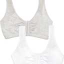 Fruit of The Loom Womens Comfort Front Close Sport Bra with Mesh Straps (36, Heather Grey/White)