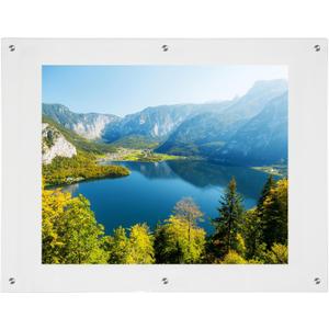 Rebecca Luxurious- Frameless Acrylic Picture Frame 16x20 Inch - Ultra Clear 4mm Acrylic Floating Frame with Silver Brackets - Easy Wall Installation for Certificates, Graduation, Family Photos, Documents - Modern Photo Display (Transparent, 16x20)