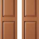 12 in. W x 28 in. H Builders Edge, TailorMade Two Equal Panels, Raised Panel Shutters, Includes Matching Installation Spikes (Per Pair), 471 - Treated Cedar
