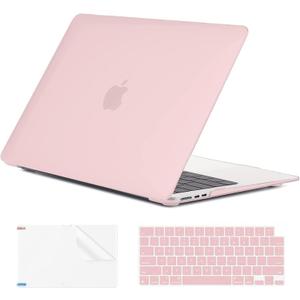 EooCoo Case Compatible with MacBook Air 13 inch M5 2026-2022 Release M4 M3 M2 A3449 A3240 A3113 A2681, Hard Shell&Keyboard Skin Cover&Screen Protector for Mac Air 13.6 inch, Matte Dusty Pink