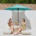 JEAREY 7.5FT Patio Umbrella Market Table Umbrella with 6 Sturdy Ribs, Push Button Tilt/Crank Outdoor Umbrella for Garden, Deck, Backyard, Pool, Peacock Blue