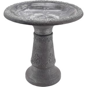 Arcadia Garden Products BB05 Stone Fiberclay Birdbath 19.5x10.25x20.5, Grey (Gray)