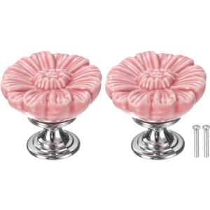 uxcell 2pcs Toilet Button Pusher, Toilet Tank Button, Crystal Toilet Flush Button Helper Pusher for Women Long Nail Pink