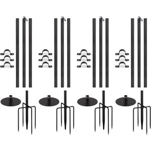 Newhouse Lighting NHSLP-4P String Light Pole Set of 4 | 9-ft.-8-in. Outdoor String Light Poles for Deck, Garden, Patio, or Backyard Decor | Outdoor Light Poles for String Lights and Patio Decorations (Black)