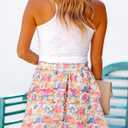 Womens Flowy Shorts Floral Boho Casual Ruffle Skorts High Waist Summer Tennis Running Mini Skirts Chiffon Shorts (L)