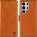 ZZXX for Samsung Galaxy S26 Ultra Wallet Case with [RFID Blocking] Card Slot Stand Strong Magnetic PU Leather Flip Fold Protective Phone Case for Samsung Galaxy S26 Ultra Case Wallet(Brown-6.8 inch)