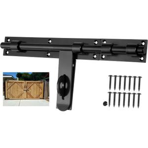17" Slide Bolt Gate LatchThickened for Large Wooden/Metal GatesFace Mount Weld/Screws on Left/Right Side,Suitable for Kinds of Large Fence/Courtyard Doors, Barn Doors Lock (Patent Pending)