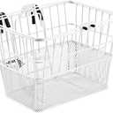 Retrospec Apollo Detachable Front Bike Basket Steel Half-Mesh with Integrated Detachable Hooks and Built-In Handle, Easy Assembly and Portability for Bicycles
