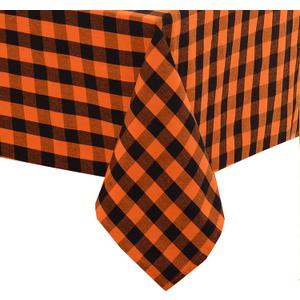 Urban Villa Halloween Tablecloth Buffalo Check Table Cloth Tabletop Cover Kitchen Dining Tablecloth Size- 60"X84"100% Cotton Ideal for Parties Wedding Holiday Dinner Orange/Black Rectangle 6-8 Seats