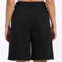 Baggy Jorts for Women Mid-Low Waisted Jean Short Casual Loose Fit Wide Leg Knee Length Denim Bermuda Shorts Y2k (Black, XL)