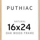 puthiac 16x24 Solid Oak Wood Picture Frame, 16 x 24 Poster Frames for Wall, Vertical or Horizontal, Plexi Front, 1 Pack, Natural Oak