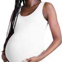 Motherhood Maternity Women's Side Ruched Scoop Neck Pregnancy Tank Top (White, XS)