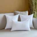 18 x 18 Outdoor Pillow Inserts Set of 2 Square Throw Pillow Inserts Waterproof for Couch Porch Outside Patio Furniture Decorative Pillows Medium White Sofa Cushion Stuffer