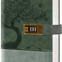 MINICAGIE Vintage Diary with Lock for Women Girls 256 Pages Leather Journal with Lock A5 Password Locking Journals for Writing Note Taking Boys Men, 5.9x 8.3 in, Green