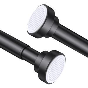 Suranew 25-51" Black Heavy Duty Spring Tension Rod, No Drill Rust-Proof Adjustable Shower Curtain Rod for Bathroom/Closet/Kitchen