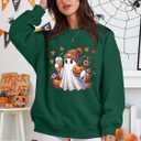 MNLYBABY Halloween Sweatshirts Women Cute Ghost Shirt: Oversized Coffee Lover Fall Pumpkin Sweater Spooky Hoodie Top (Green, S)