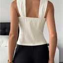 Milumia Women's Twist Halter Tops Metal Decor Textured Sleeveless Backless Tank Top (White, L)