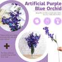 Waydress 8 Pieces 27 Inches Artificial Orchid Flowers Faux Orchids Silk Flowers for Wedding Dinning Home Restaurant Decoration Bridal Bouquet Corsage Boutonniere Wreath Decor (Blue-Purple)