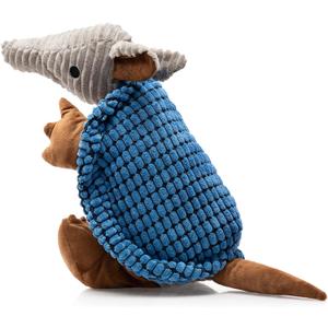 Hollypet Plush Dog Squeaky Toy Stuffed Armadillo Animal Pet Puppy Chew Toys with Clean Teeth for Small Medium Large All Breed Sizes Dogs, Blue, 10 In